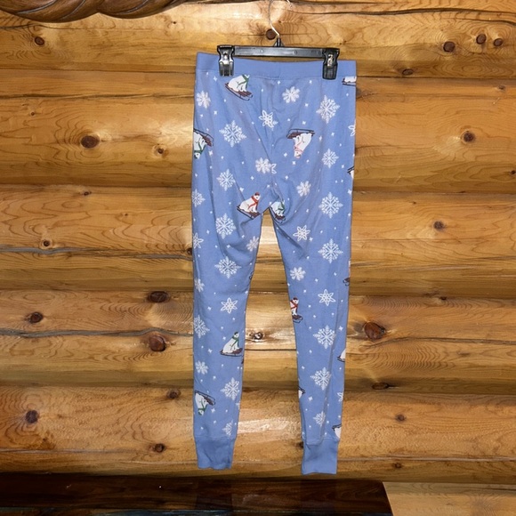 Old Navy GUC Light Blue Snowflake/Polar Bear Fitted Thermal Pajama Leggings Sz S - Picture 5 of 5